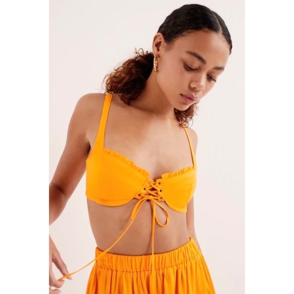 NWT For Love & Lemons Clementine Crop Top Ruffle Trim Women's Size Small
